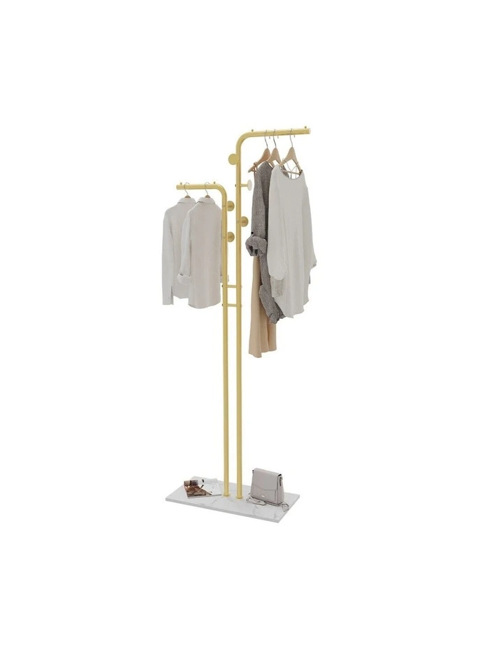 Gold Modern Double Arm Clothing Display Rack With Marble Base image 2