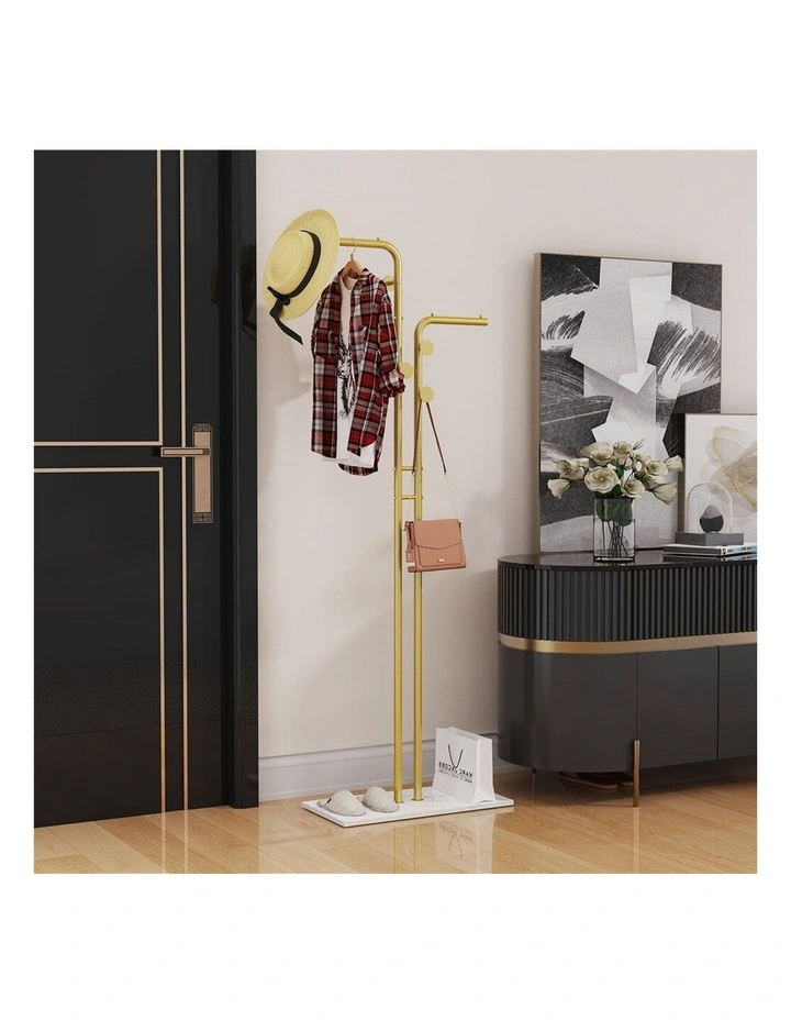 Gold Modern Double Arm Clothing Display Rack With Marble Base image 5