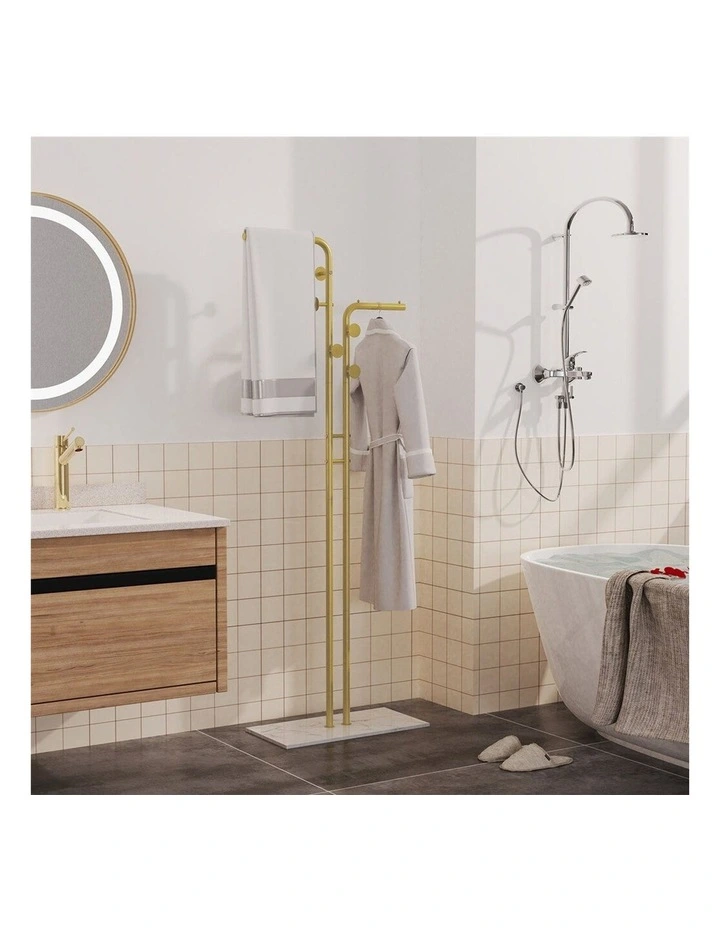 Gold Modern Double Arm Clothing Display Rack With Marble Base image 6