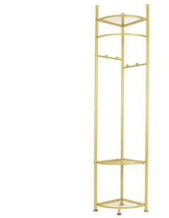 Gold Freestanding Coat Rack with Shelves & Hooks