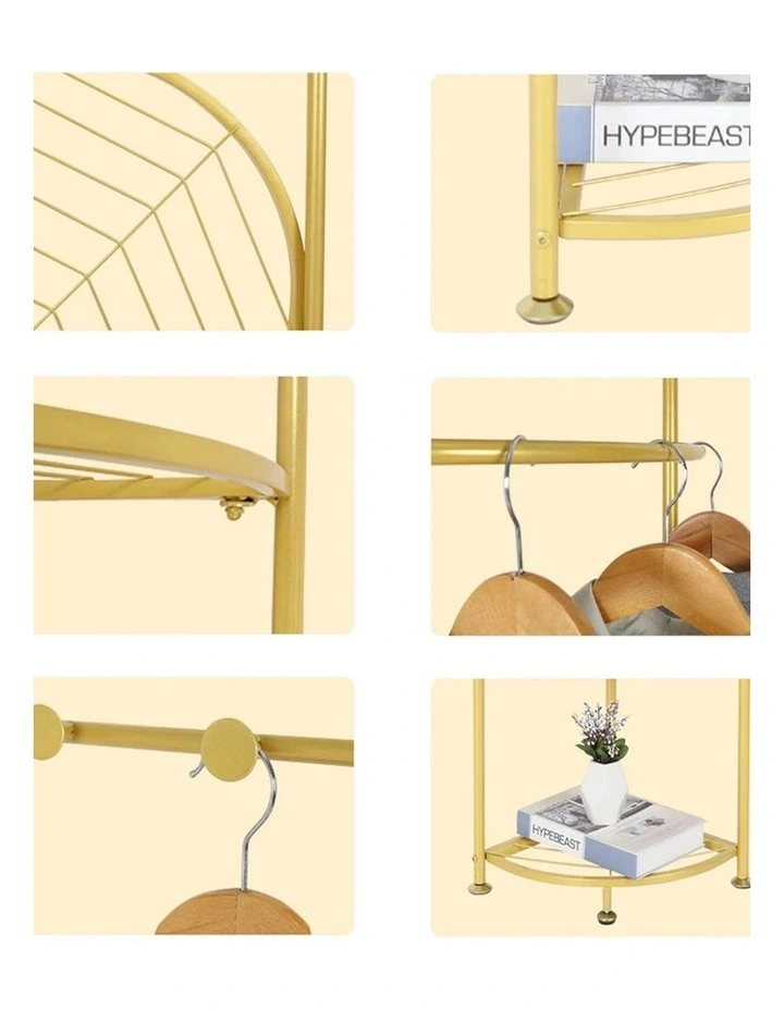 Gold Freestanding Coat Rack with Shelves & Hooks image 7