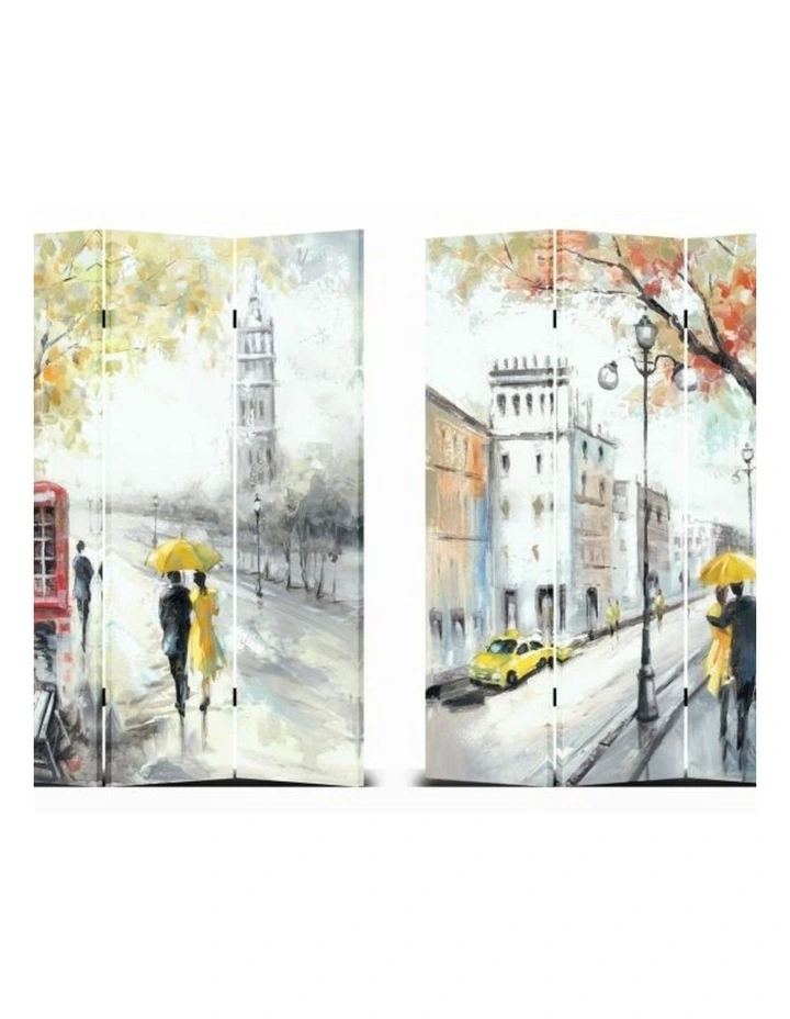 Street View Room Divider - Elegant Canvas Panel with Trees for Home image 1