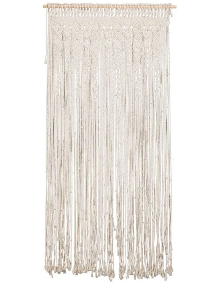 Beige Macrame Handwoven Door Curtain / Room Divider image 1