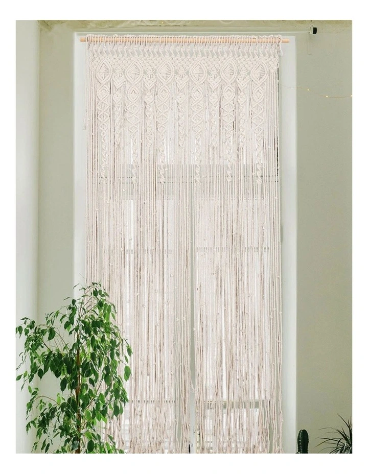 Beige Macrame Handwoven Door Curtain / Room Divider image 3