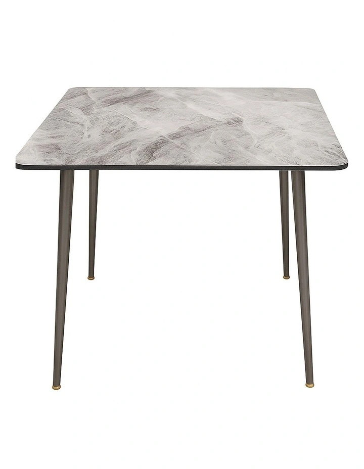 Grey Sintered Stone Dining Table With Black Metal Legs For Modern Homes image 1