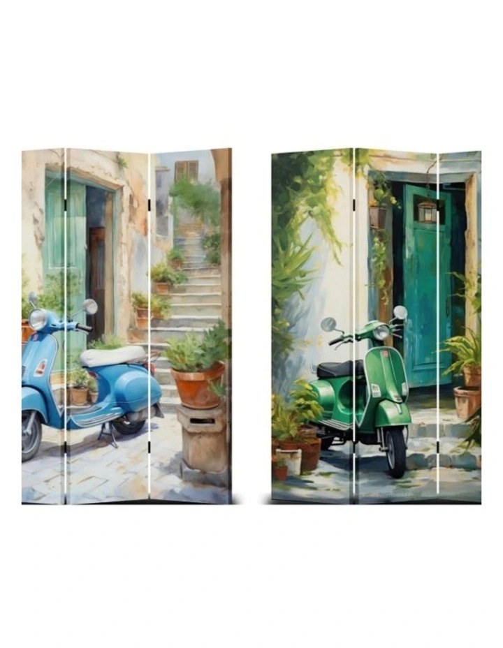 Vintage Vespa Canvas Trifold Room Divider - Classic Scooter Themed Panel for Home image 1