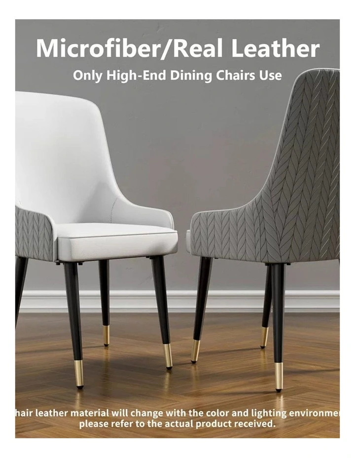 Off-White Set Of 2 Dining Chairs With Quilted Lion-Head Back And Gold-Tipped Legs image 3