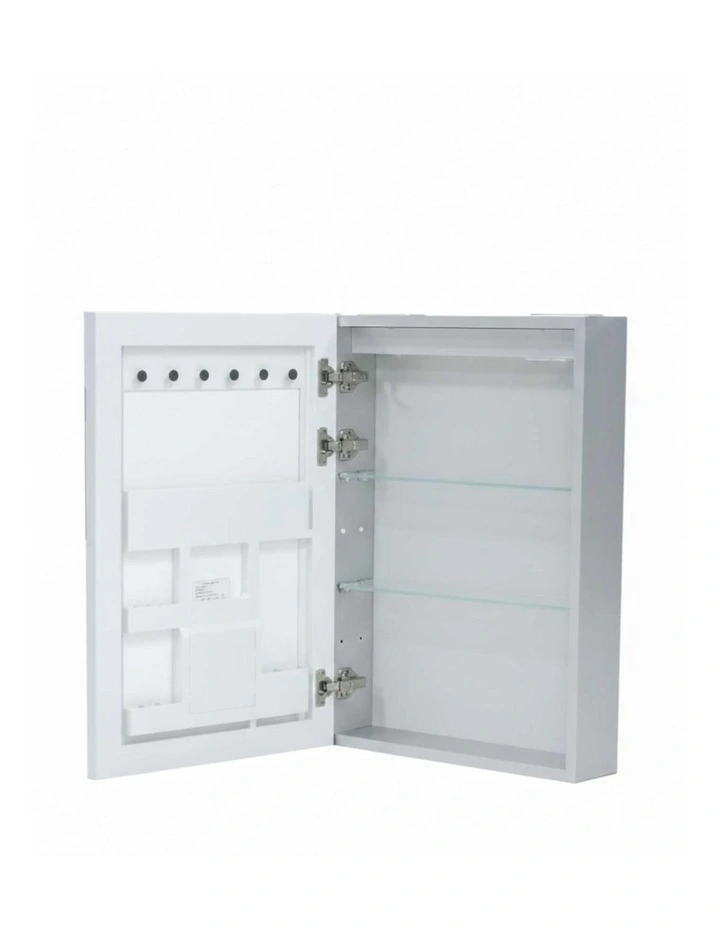 Silver LED Mirror Cabinet With Bluetooth Speakers Storage And Smart Lighting For Bathrooms image 1