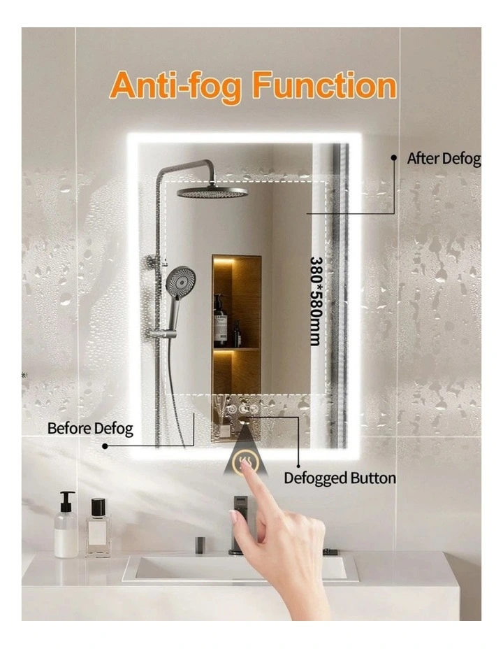 Silver LED Mirror Cabinet With Bluetooth Speakers Storage And Smart Lighting For Bathrooms image 7