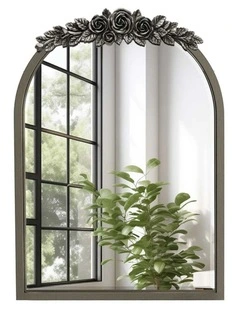 Brass Gold Arched Baroque Mirror Cabinet With Hidden Storage For Elegant Bathroom Spaces