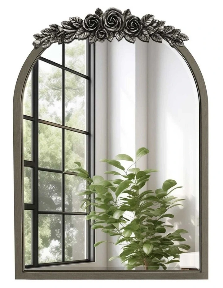 Brass Gold Arched Baroque Mirror Cabinet With Hidden Storage For Elegant Bathroom Spaces image 1