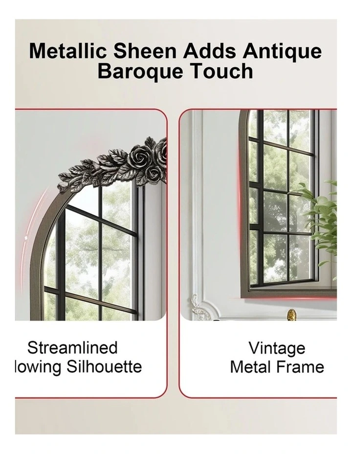 Brass Gold Arched Baroque Mirror Cabinet With Hidden Storage For Elegant Bathroom Spaces image 6