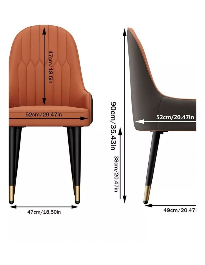 Orange And Grey Set Of 2 Burnt Dining Chairs With Scalloped Back And Gold-Tip Legs image 4