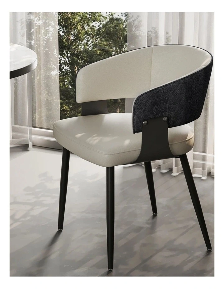 Black Dining Chairs Set Upholstered Crocodile Back Luxury Kitchen Design image 2