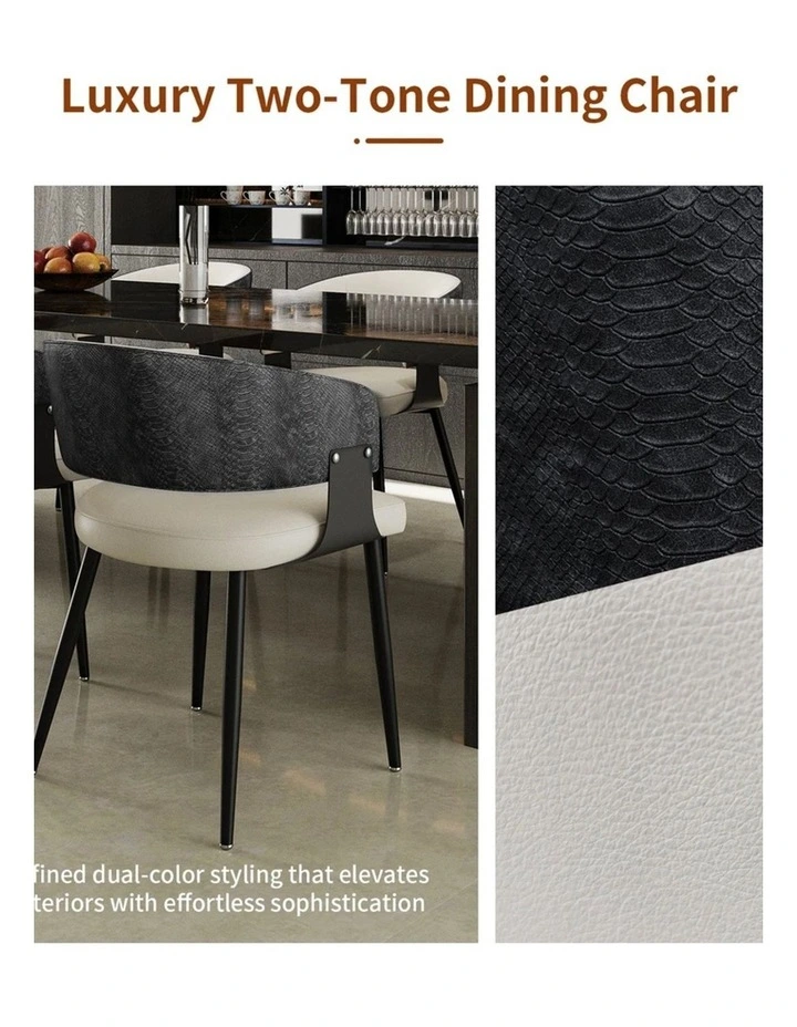 Black Dining Chairs Set Upholstered Crocodile Back Luxury Kitchen Design image 6