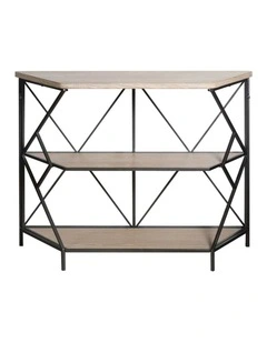 Brown Wood Metal Display Shelf Wide Industrial Storage Rack Multi Tier