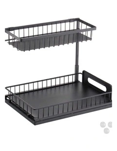 Silver Wire Pull Out Storage Shelf Maximizes Kitchen Or Bathroom Space