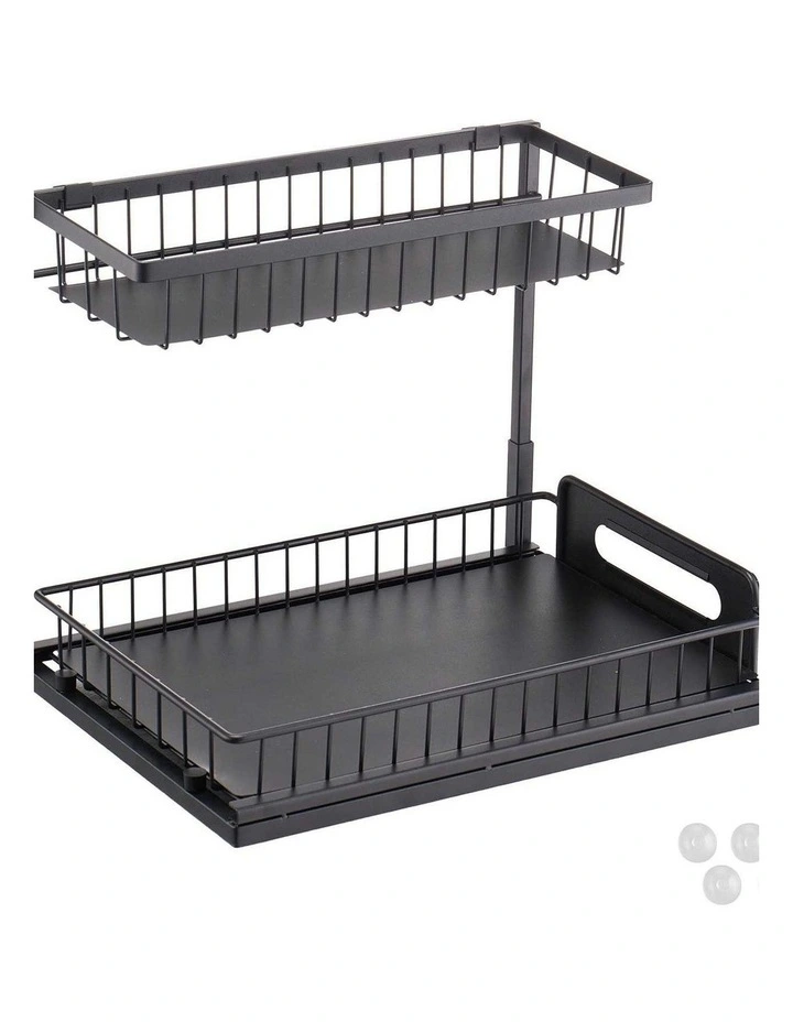 Silver Wire Pull Out Storage Shelf Maximizes Kitchen Or Bathroom Space image 1