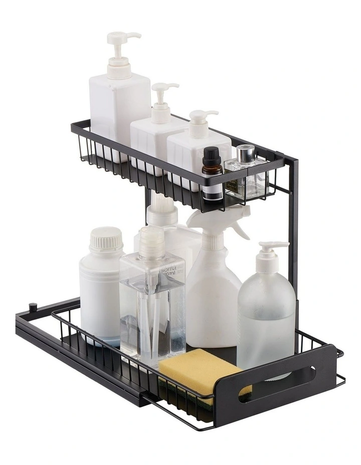 Silver Wire Pull Out Storage Shelf Maximizes Kitchen Or Bathroom Space image 2