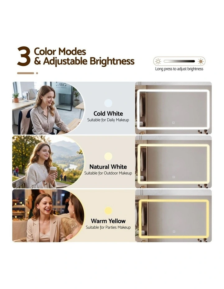 Vanity Dressing Table Desk with LED Mirror 10 Drawers Power Outlet in White image 4