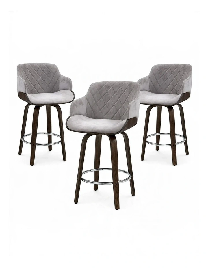 Artiss Bar Stools Set of 3 in Velvet image 1