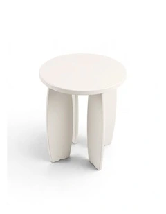 Round End Table High-Gloss 40x45cm in Cream White