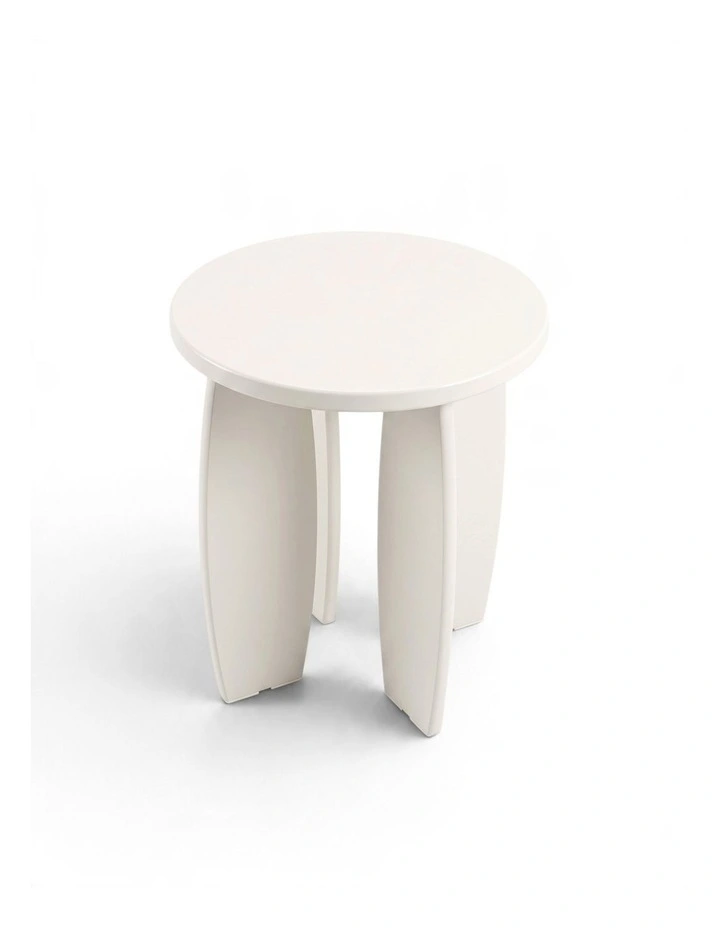 Round End Table High-Gloss 40x45cm in Cream White image 1