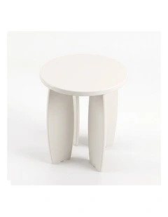 Artiss Round End Table High-Gloss Small Coffee Table Side Bedside Nightstand 40x45cm Cream white