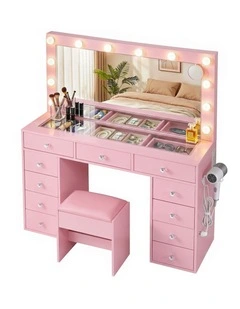 LED Vanity Dressing Table Set in Pink