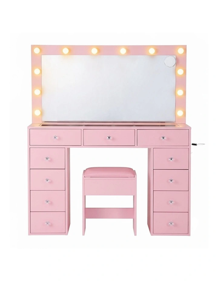 LED Vanity Dressing Table Set in Pink image 3