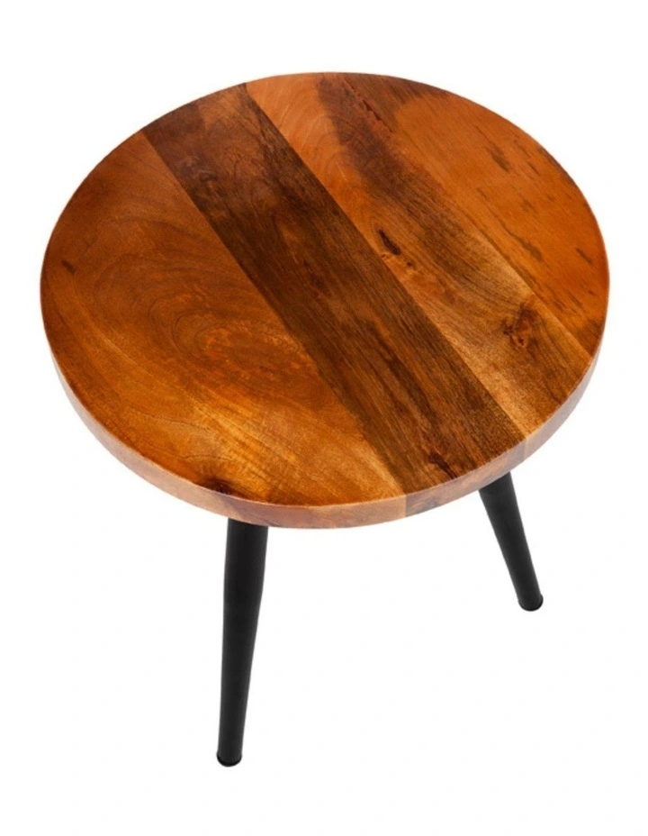 Fab Habitat Roma Mango Wood Tall Round Side Table with Black Metal Legs in Natural image 2