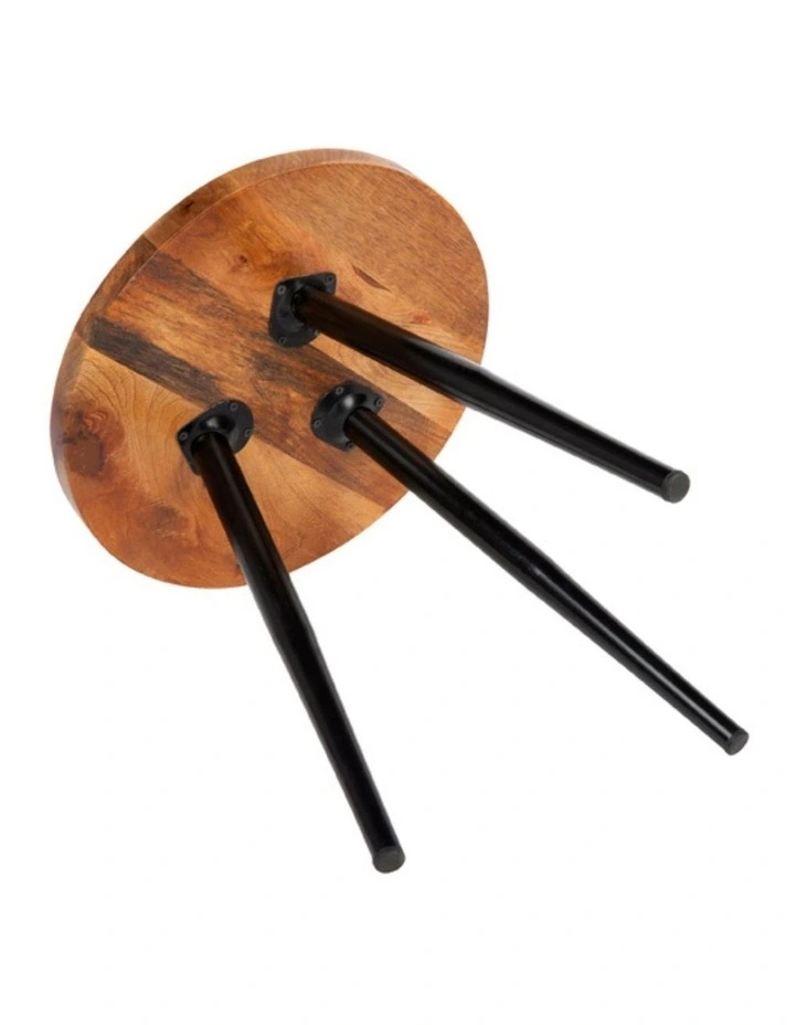 Fab Habitat Roma Mango Wood Tall Round Side Table with Black Metal Legs in Natural image 3
