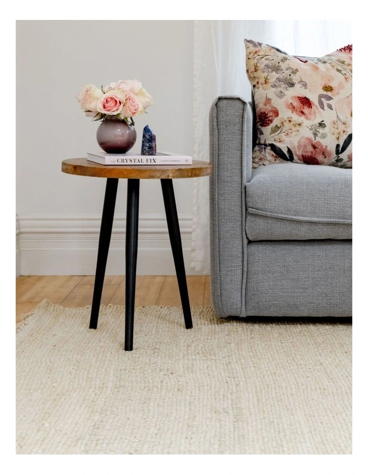 Fab Habitat Roma Mango Wood Tall Round Side Table with Black Metal Legs in Natural image 4