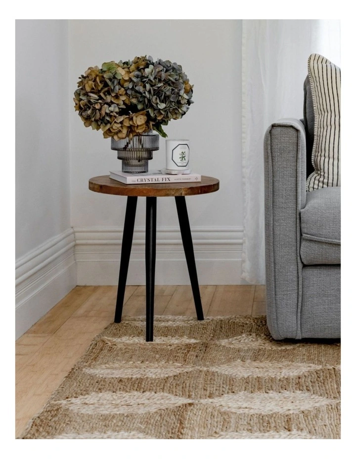 Fab Habitat Roma Mango Wood Tall Round Side Table with Black Metal Legs in Natural image 5