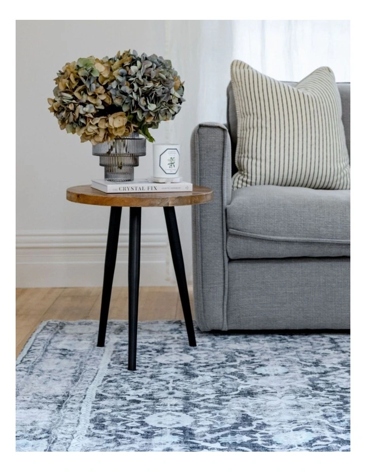 Fab Habitat Roma Mango Wood Tall Round Side Table with Black Metal Legs in Natural image 6