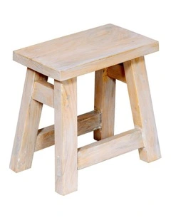 Fab Habitat Apurva Wood Accent Stool in White