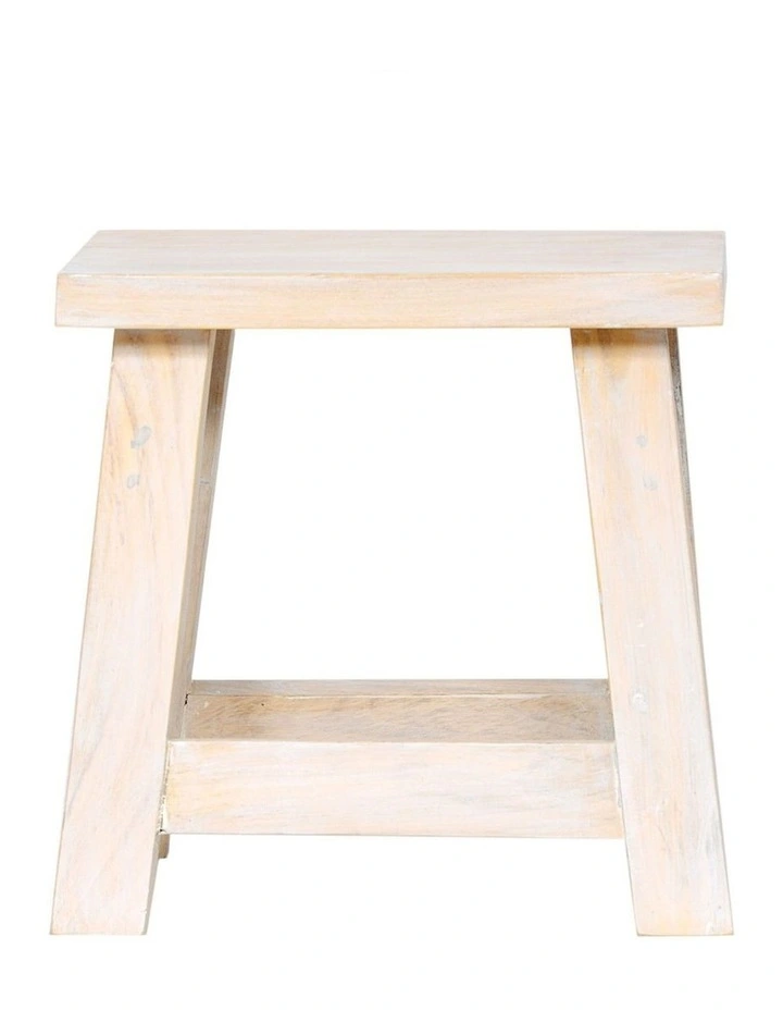 Fab Habitat Apurva Wood Accent Stool in White image 2