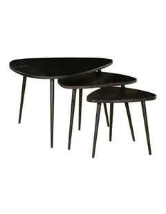 Fab Habitat Paulo Set Of 3 Solid Wood Nested Coffee Table in Black