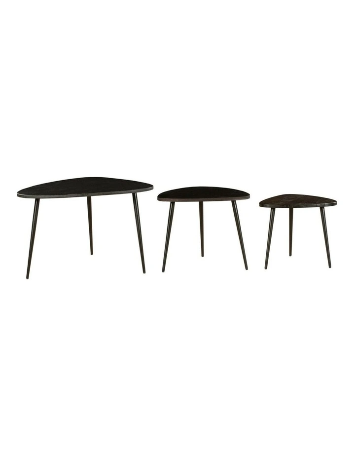 Fab Habitat Paulo Set Of 3 Solid Wood Nested Coffee Table in Black image 2
