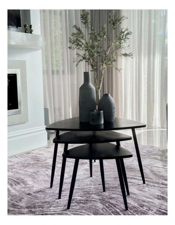 Fab Habitat Paulo Set Of 3 Solid Wood Nested Coffee Table in Black image 3