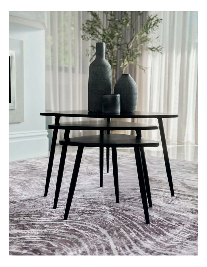 Fab Habitat Paulo Set Of 3 Solid Wood Nested Coffee Table in Black image 4