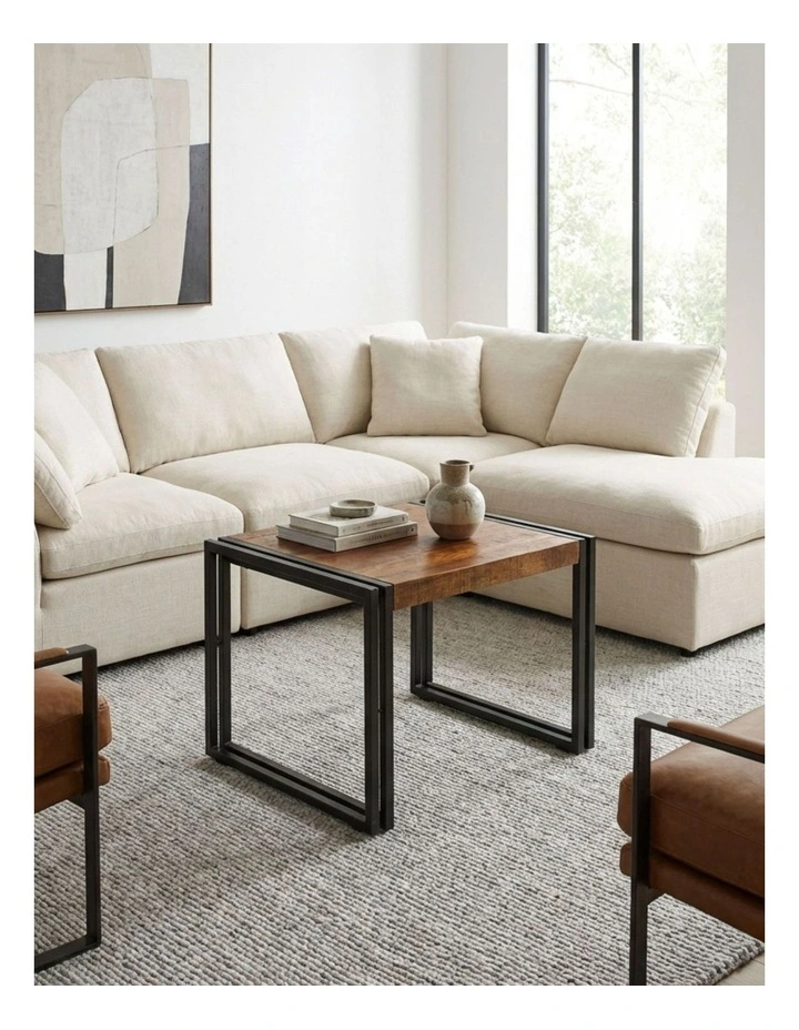 Fab Habitat Astra Small Wooden Coffee Table - 60cm in Natural and Black image 3