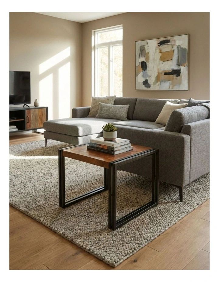 Fab Habitat Astra Small Wooden Coffee Table - 60cm in Natural and Black image 4