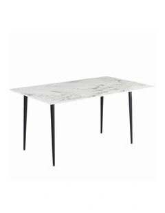 Glossy Jade Modern Marble Dining Table With Grey Veined Top And Slim Black Legs
