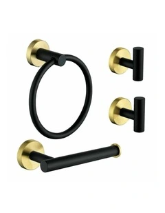 Black Bathroom Hardware Set Stainless Steel Towel Rack Hooks Toilet Holder Set