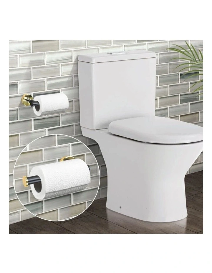Black Bathroom Hardware Set Stainless Steel Towel Rack Hooks Toilet Holder Set image 4