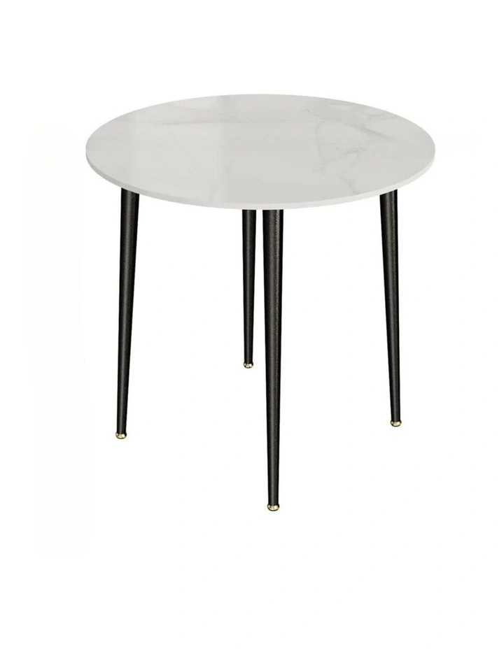 White Round Marble Coffee Table With Black Metal Frame For Modern Interiors image 1
