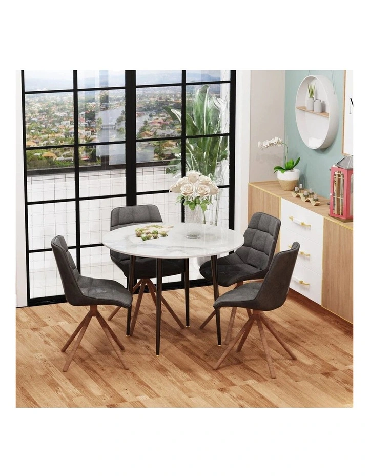 White Round Marble Coffee Table With Black Metal Frame For Modern Interiors image 3