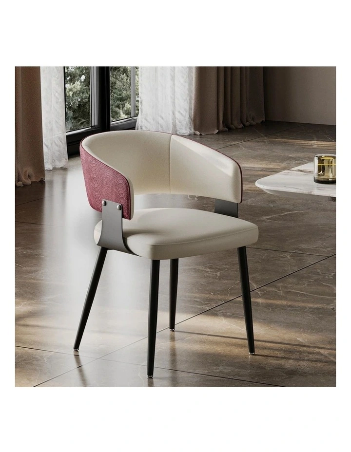 Burgundy Red Dining Chairs Set Upholstered Crocodile Back Luxury Kitchen image 2