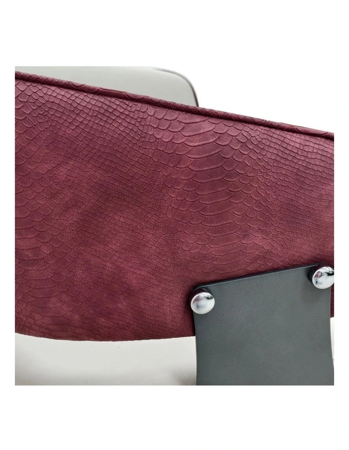 Burgundy Red Dining Chairs Set Upholstered Crocodile Back Luxury Kitchen image 4
